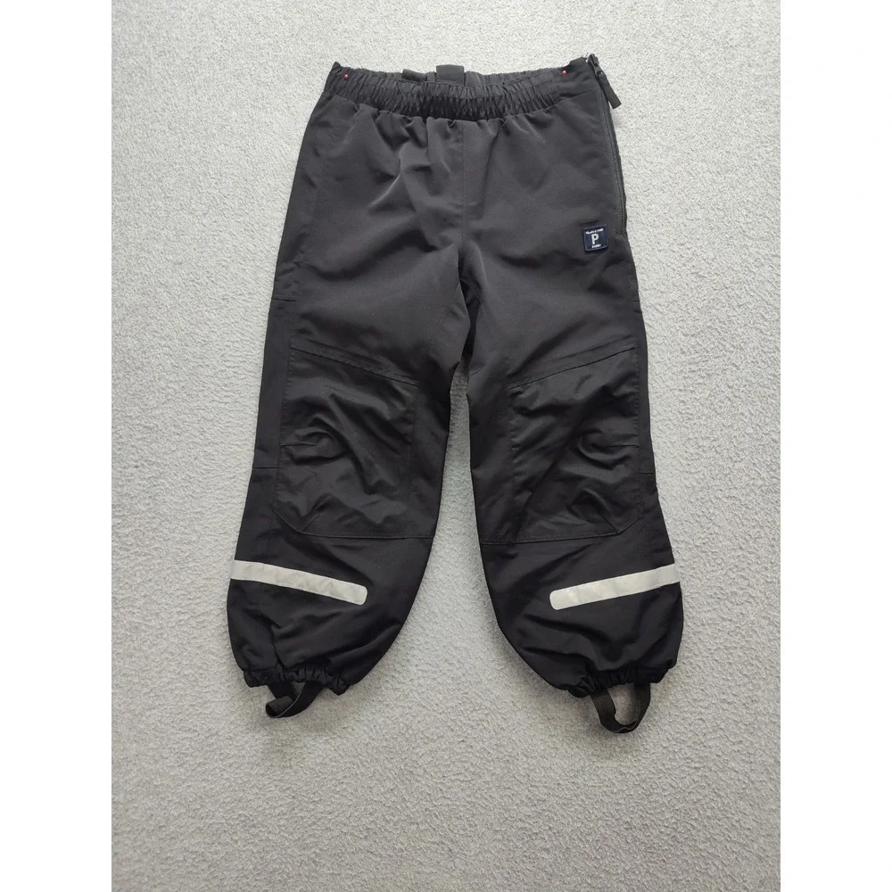 Polarn O Pyret Kid Snow Pant 5 Black Waterproof Elastic Waist Pull On Trouser